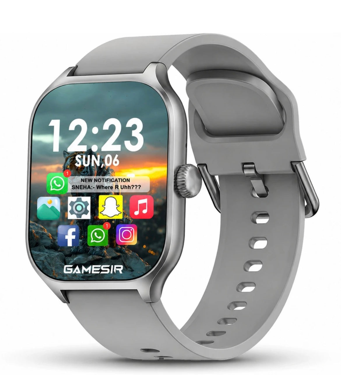 GameSir H9 Grey Smartwatch with Bluetooth, Fitness & Heart Rate Tracking Smartwatch (Grey-1 Strap,
Free Size)