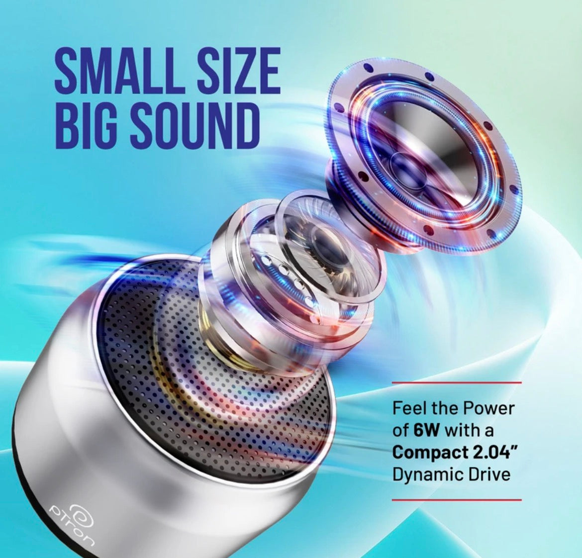 PTron Musicbot Lite / Funk Mini w/ 6W Pristine Sound, 8hrs Playtime, Portable Design 6 W Bluetooth Speaker (Silver, Mono Channel)