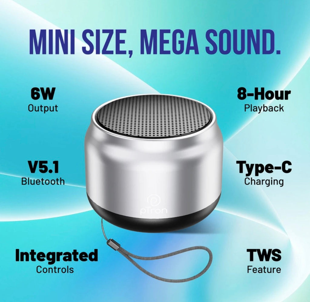PTron Musicbot Lite / Funk Mini w/ 6W Pristine Sound, 8hrs Playtime, Portable Design 6 W Bluetooth Speaker (Silver, Mono Channel)