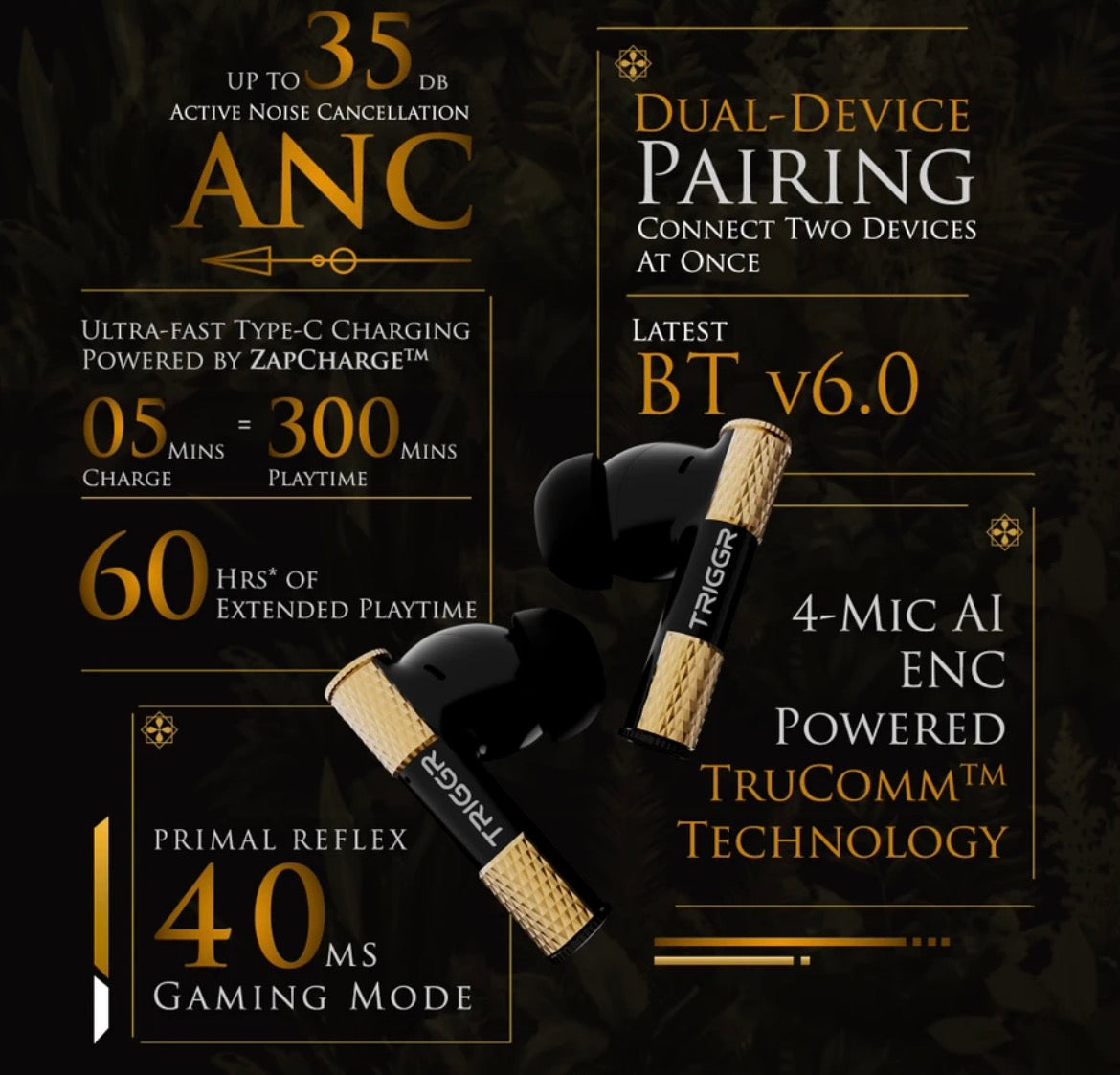 Wukong 35dB ANC, 4-mic ENC, Dual Pairing, 60H
Battery, Monkey-king Design, v6.0 Bluetooth Headset (Carbon Fury, True Wireless)